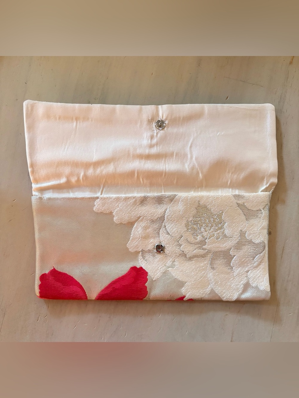 Vintage Japanese Kimono Obi Silk Floral Envelope Clutch Bag - Picture 3 of 6